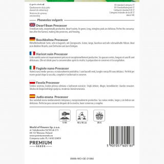 Fasola Processor - szparagowa, średnio wczesna, zielonostrąkowa