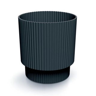 Doniczka ryflowana Milly - 17 cm - antracytowa