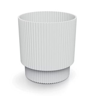 Doniczka ryflowana Milly - 17 cm - biała