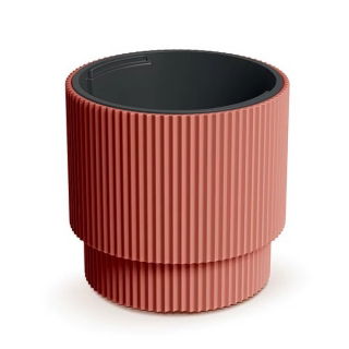 Doniczka ryflowana + wkład Milly - 30 cm - miedziana