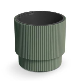 Doniczka ryflowana + wkład Milly - 30 cm - zielona piniowa
