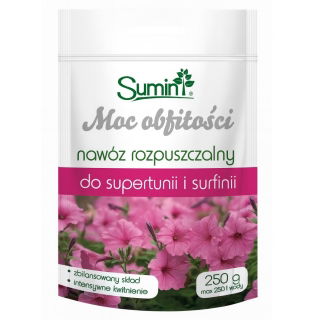 Nawóz rozpuszczalny do surfinii, petunii i supertunii - Moc obfitości - Sumin - 250 g