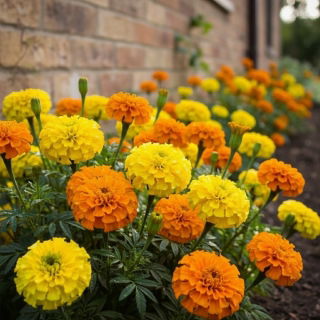 Aksamitka wzniesiona cytrynowożółta + pomarańczowa - zestaw 2 odmian nasion