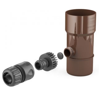 Odzyskiwacz wody deszczowej - profesjonalny łapacz wody na rynnę 63 mm - Bryza - brązowy