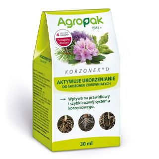 Korzonek D - wspomaga ukorzenianie - do sadzonek zdrewniałych roślin ozdobnych - Agropak - 30 ml 
