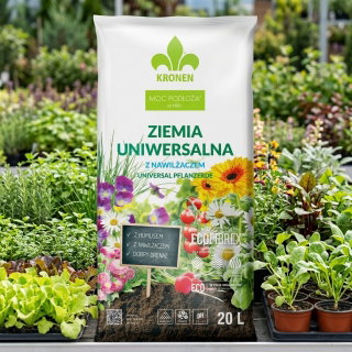 Podłoże uniwersalne z nawilżaczem i ECOFIBREX® - Kronen - 20 litrów - paleta 144 szt.