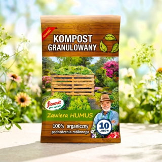 Kompost granulowany pochodzenia roślinnego - do upraw ekologicznych - Florovit - 10 l