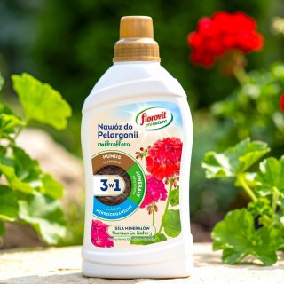 Nawóz do pelargonii 3 w 1 - użyźnia, odżywia i chroni - Pro Natura - Florovit - 1 l