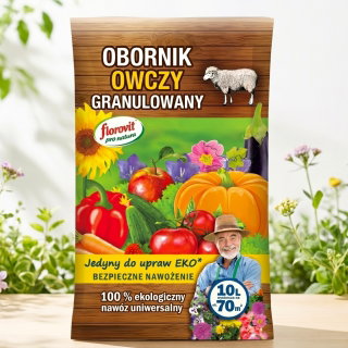 Obornik owczy granulowany - 100% ekologiczny - Florovit - 10 litrów