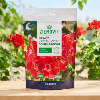 Nawóz krystaliczny do pelargonii - wspomaga tworzenie pąków kwiatowych - Ziemovit - 200 g