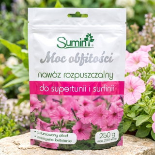 Nawóz rozpuszczalny do surfinii, petunii i supertunii - Moc obfitości - Sumin - 250 g
