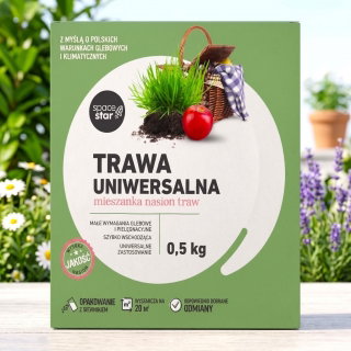 Trawa Uniwersalna - mieszanka trawnikowa o szerokim zastosowaniu - 0,5 kg