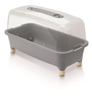Domowy ogród z drewnianym akcentem z pokrywą - Szklarenka domowa Respana Planter - 77 cm - kamienny szary