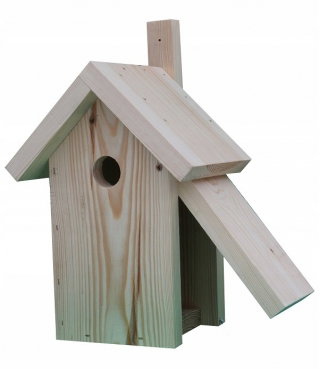 Budka lęgowa dla ptaków - sikorek, wróbli i kowalików - surowa
