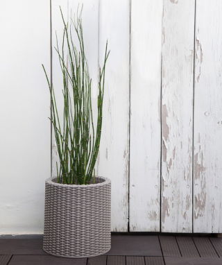 Doniczka okrągła średnia - śr. 36 cm - Cylinder Planter - srebrnoszara