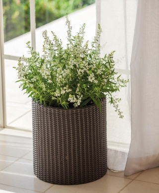 Doniczka okrągła średnia - śr. 36 cm - Cylinder Planter - brązowa