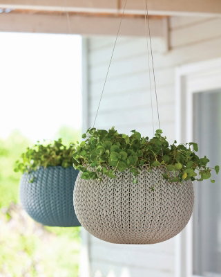 Doniczka wisząca Cozies M - śr. 36 cm - szara