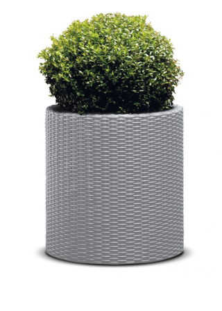 Doniczka okrągła średnia - śr. 36 cm - Cylinder Planter - srebrnoszara