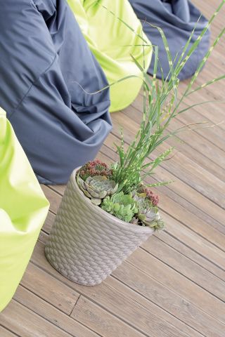 Doniczka okrągła Rato - lekka i ozdobna - 35 cm - umbra, ciemny brąz