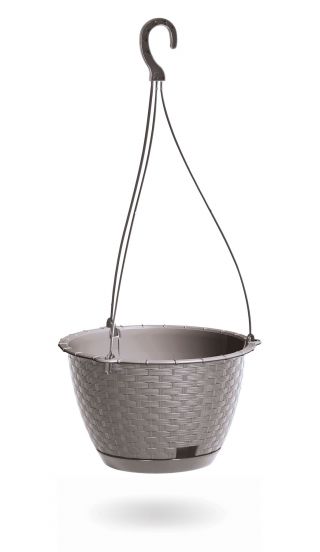 Doniczka wisząca okrągła + podstawka Ratolla - 24 cm - mocca