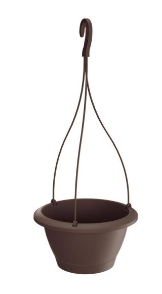 Doniczka okrągła wisząca + podstawka Respana W - 23,5 cm - brąz