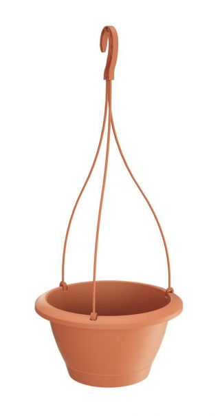 Doniczka okrągła wisząca + podstawka Respana W - 21 cm - terakota