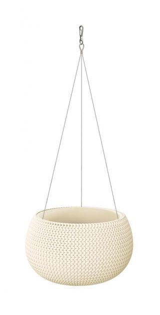 Doniczka okrągła wisząca Splofy Bowl - 37 cm - kremowy