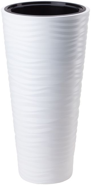 Doniczka okrągła wysoka Sahara Slim - mrozoodporna - 40 cm - biała