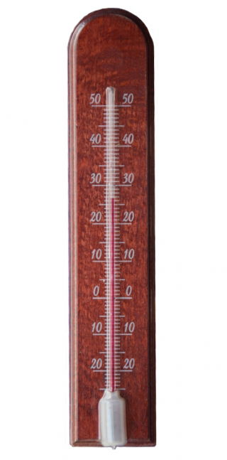 Termometr wewnętrzny drewniany - łuk - 45x205 mm - mahoń
