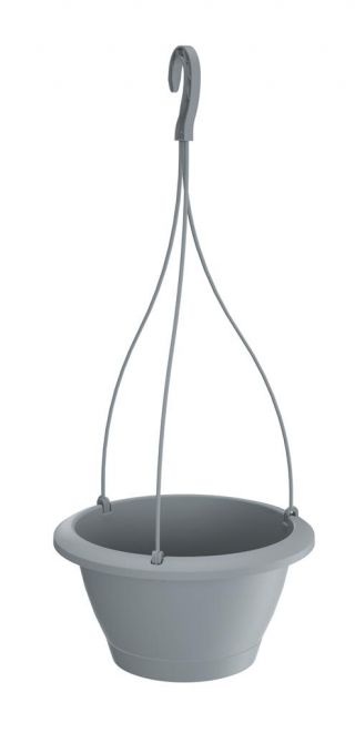 Doniczka okrągła wisząca + podstawka Respana W - 21 cm - kamienny szary