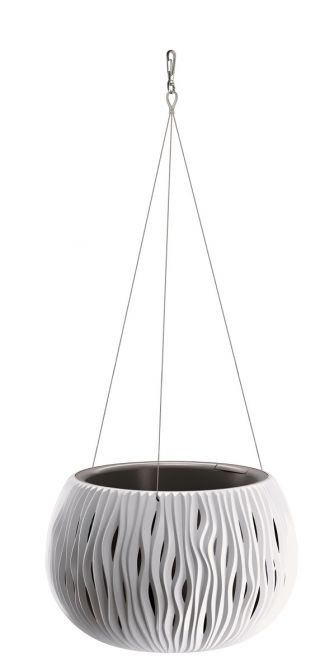 Doniczka okrągła wisząca Sandy Bowl - 37 cm - biały