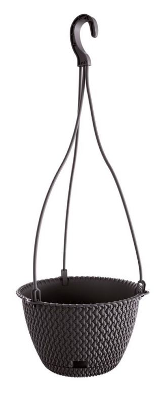 Doniczka okrągła wisząca + podstawka Splofy Round W - 27 cm - antracyt