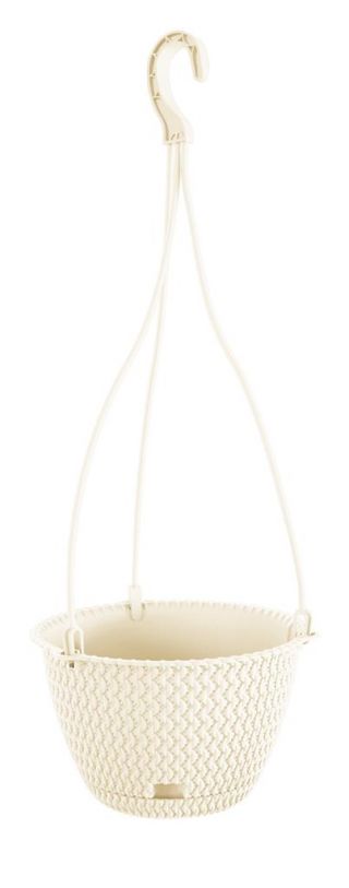 Doniczka okrągła wisząca + podstawka Splofy Round W - 27 cm - kremowy