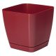 Doniczka kwadratowa + podstawka Toscana - 22 cm - czerwona metaliczna