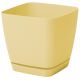 Doniczka kwadratowa + podstawka Toscana - 22 cm - żółta pastelowa