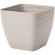 Doniczka kwadratowa + podstawka Sahara petit - 17 cm - jasnoszary