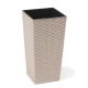 Doniczka ekologiczna z domieszką drewna - Finezja Eco - 25 cm - rattan - biała