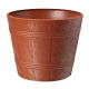 Osłonka drewnopodobna okrągła Elba + podstawka - 17 cm - terakota