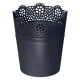 Doniczka z koronkowym wykończeniem, ażurowa Lace - 11 cm - antracyt
