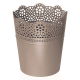 Doniczka z koronkowym wykończeniem, ażurowa Lace - 11 cm - mocca