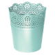 Doniczka z koronkowym wykończeniem, ażurowa Lace - 13,5 cm - pistacjowa