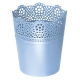 Doniczka z koronkowym wykończeniem, ażurowa Lace - 16 cm - niebieski pastelowy